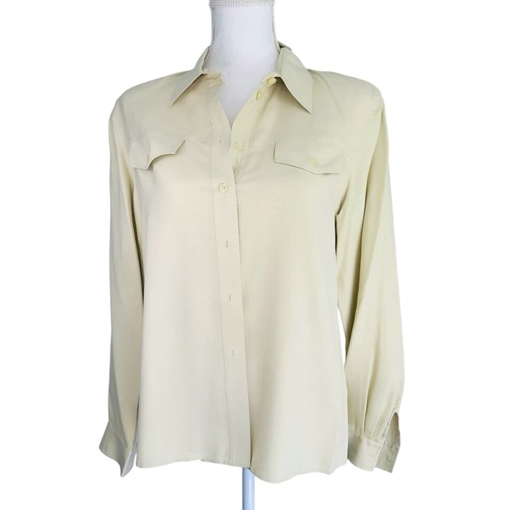 Jones New York - Vintage 90’s pale yellow silk blouse, Size10